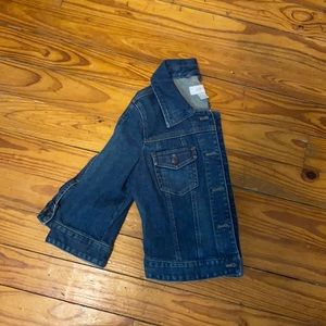 Loft Cropped Sleeved Denim Jacket--Size 0